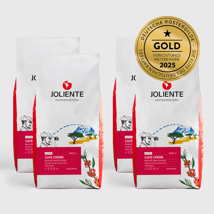 Café Crème – Röstkaffee von JOLIENTE, 100 % Arabica, Herkunft: Brasilien, Indien und Äthiopien