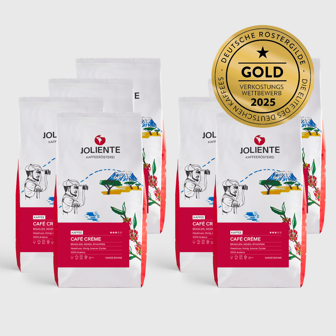 Café Crème – Röstkaffee von JOLIENTE, 100 % Arabica, Herkunft: Brasilien, Indien und Äthiopien