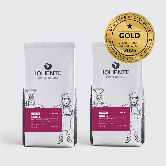 Espresso Nobile – Röstkaffee von JOLIENTE, kräftiger Blend mit 60 % Arabica und 40 % Robusta, Brasilien, Indien & Mexiko