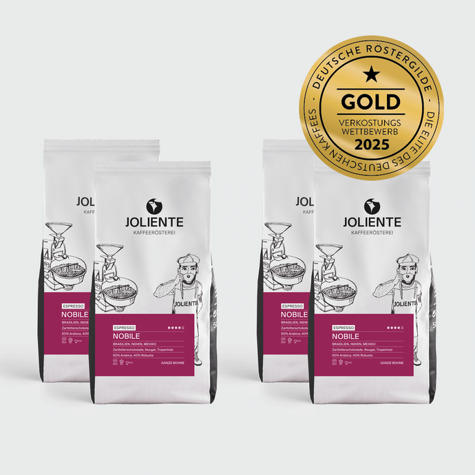 Espresso Nobile – Röstkaffee von JOLIENTE, kräftiger Blend mit 60 % Arabica und 40 % Robusta, Brasilien, Indien & Mexiko