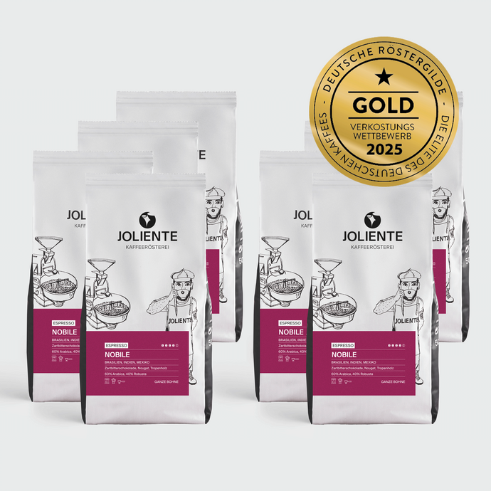 Espresso Nobile – Röstkaffee von JOLIENTE, kräftiger Blend mit 60 % Arabica und 40 % Robusta, Brasilien, Indien & Mexiko
