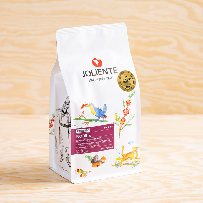 Espresso Nobile – Röstkaffee von JOLIENTE, 60 % Arabica und 40 % Robusta, Herkunft: Brasilien, Indien, Mexiko