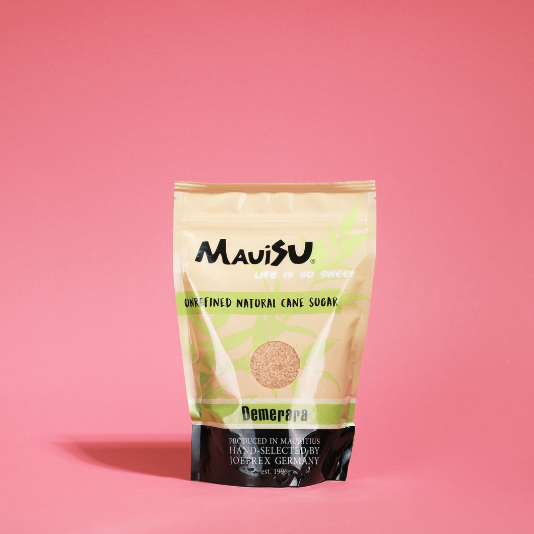 Mauisu Demerara – grobkörniger, goldbrauner Rohrzucker aus Mauritius mit mildem Karamellgeschmack