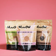 Laden Sie das Bild in den Galerie-Viewer, Mauisu Rohrzucker Sortiment – Demerara, Dark Muscovado und Light Muscovado unraffinierter Zucker aus Mauritius