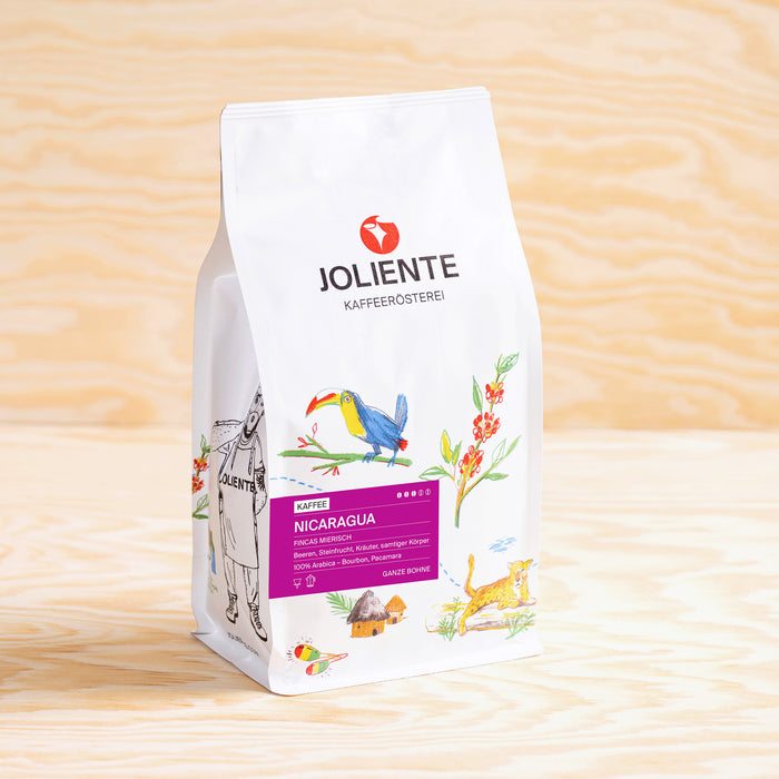Joliente Kaffee Nicaragua ganze Bohne – 100% Arabica aus Fincas Mierisch, mit Aromen von Beeren, Steinfrucht, Kakao und samtigem Körper